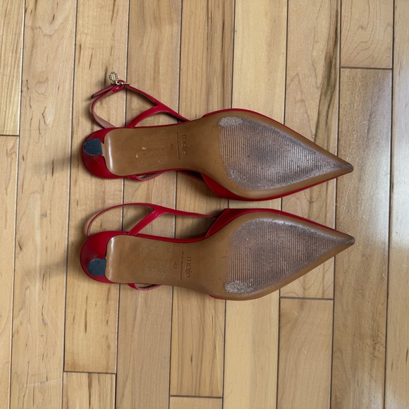 Maje Fayna Pointed Leather Pumps in Red size 40/US 9 - Picture 2 of 5